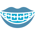 Braces on a blue cartoon mouth