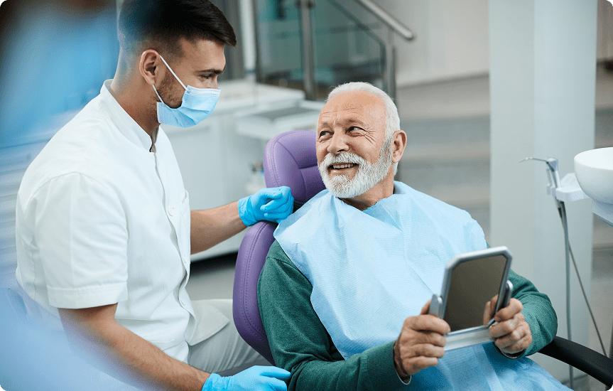 Dental check-up with smiling patient and dentist